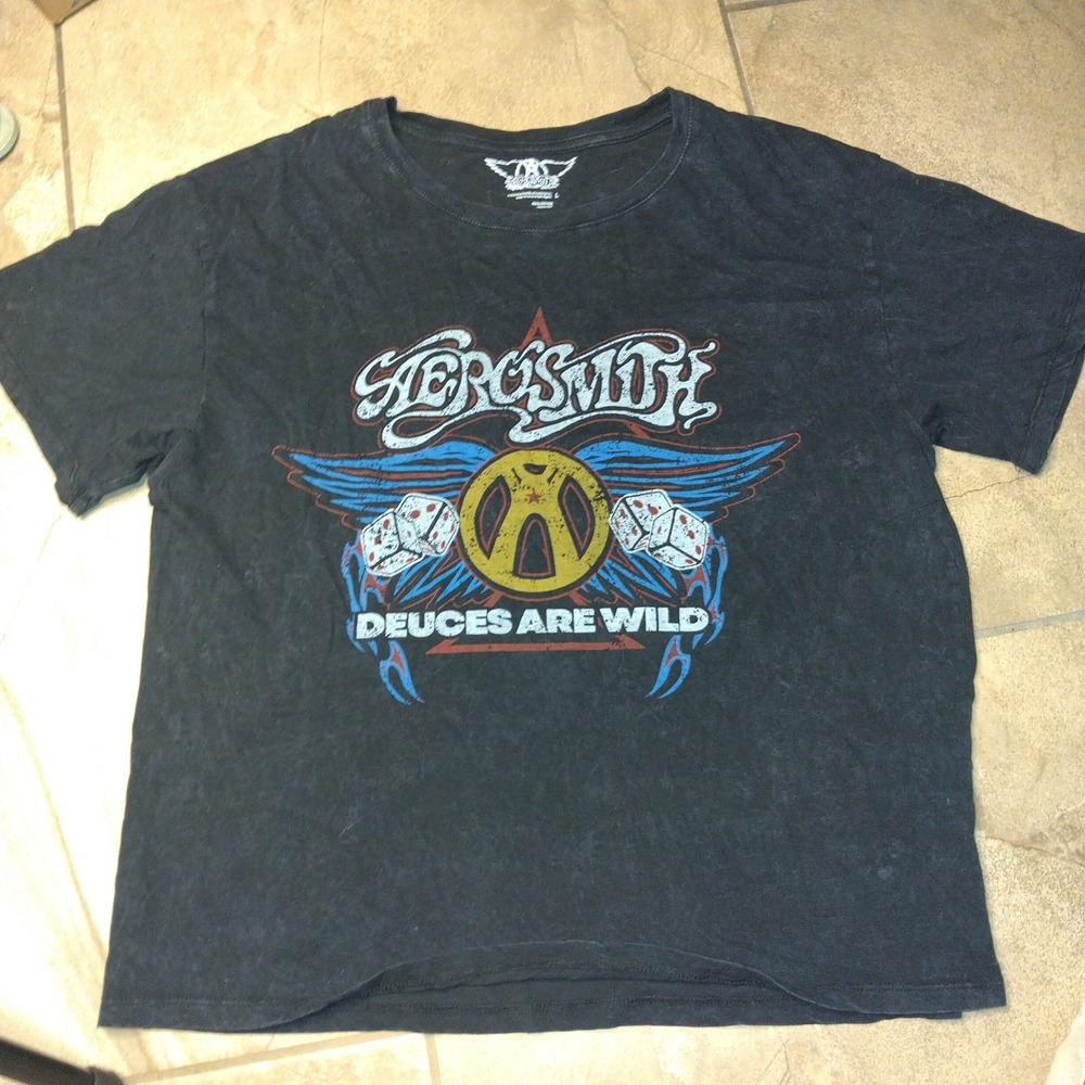 Aerosmith Deuces Are Wild Las Vegas Residency Graphic T-Shirt Mens Large Black